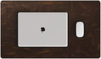 YSAGi Leather Desk Mat, 23.6"x13.8"Real Leather Desk Pad, 2mm Thick Desk Blotter with Stiched line,Oil-Wax Feel Mouse pad and Self-Healing Laptop Pad for Home & Office(Classic Dark Brown) by YSAGi