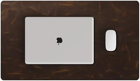 YSAGi Leather Desk Mat, 23.6"x13.8"Real Leather Desk Pad, 2mm Thick Desk Blotter with Stiched line,Oil-Wax Feel Mouse pad and Self-Healing Laptop Pad for Home & Office(Classic Dark Brown) by YSAGi