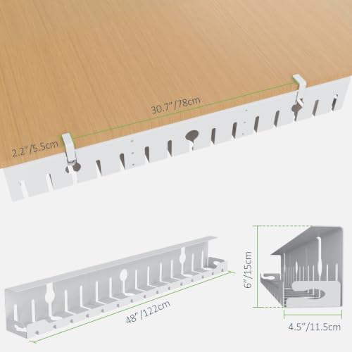 KEEGH Under Desk Cable Management Tray 48 in, Large Cord Hider, White - Image 5