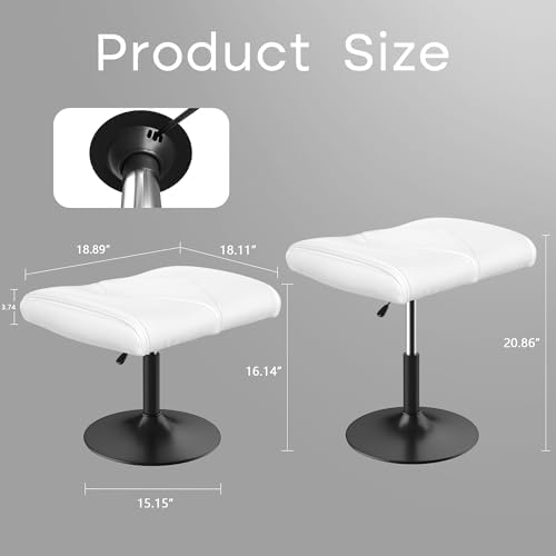 VECELO Foot Rest Under Desk Ottoman, PU Height Adjustable Footrest with Comfort Padding, Leg Rest for Desk for Relieving Leg Pain, Stiffness, and etc, White - Image 2