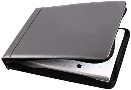 2Fold Zippered Business Checkbook Binder - 7 Ring Binder for Business Checks with Built-in Organizer and Card Case - PU Leather Portfolio for up to 600 3-Up Checks (Gray) - Image 6
