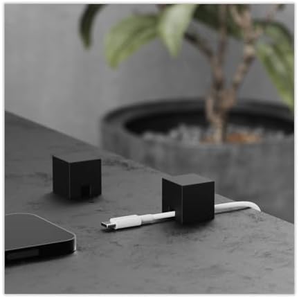 (2 PCS - Black) Metal Cord Holder, Weighted Cable Organizer or Management, Heavy Wire Keeper for Nightstand, Bedside Table, Desk - N2U Cube Cords Strap for Phone USB-C, Lightning Charger Cables by Unknown
