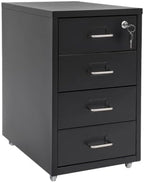 4 Drawer Vertical File Cabinet, Beige Metal File Cabinet with Lock(Black) by Unknown