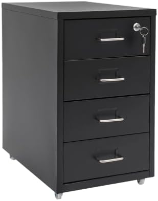 4 Drawer Vertical File Cabinet, Beige Metal File Cabinet with Lock(Black) by Unknown