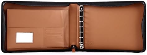 2Fold Zippered Business Checkbook Binder - 7 Ring Binder for Business Checks with Built-in Organizer and Card Case - PU Leather Portfolio for up to 600 3-Up Checks (Light Brown) - Image 5