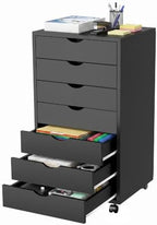 7 Drawer File Cabinet, Storage Drawers with Wheels for Home Office by Hexago