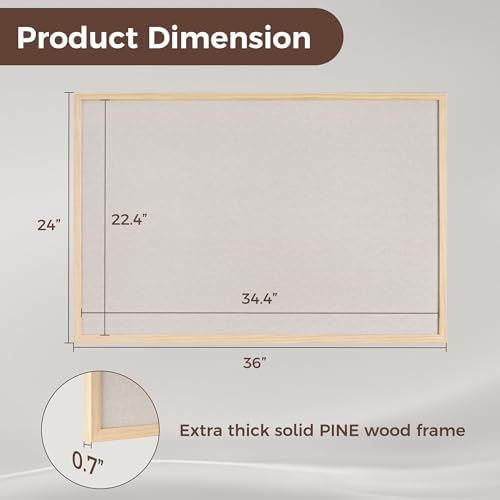 Fun Memories Cork Board Bulletin Board for Office, 24" x 36" Pine Wooden Framed Corkboard, Wall Mounted Notice Pin Board for School Home & Office, Natural Wood - Image 2