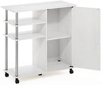 Furinno Helena Rolling Cart, 4-Tier Rolling Utility Cart with Closed Cabinet, Storage Cart, for Office, Living Room, Kitchen, Storage and Organizers, White Wood - Image 5