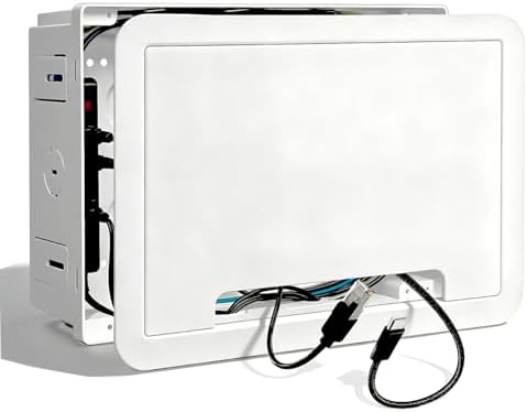 9" in Wall TV Media Box for Device & Cable Management Hidden Outlet Box, Structured Wiring Enclosure with Custom Knockouts, WiFi Friendly, for Roku, Apple TV, Fire TV Stick & Samsung One Connect Mini by Naerza