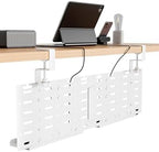 PEGZONE Under Desk Cable Management Tray, 30.2" No-Drill C-Clamp Pegboard by Pegzone