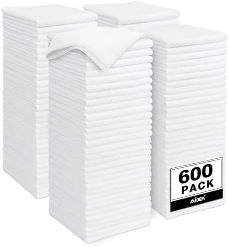 AIDEA Microfiber Cleaning Cloth White-600PK, Soft Microfiber Towels for Cars, Absorbent Cleaning Rags, Lint-Free Streak-Free Wash Cloths for House, Kitchen, Window,11.5"×11.5" by AIDEAHOME