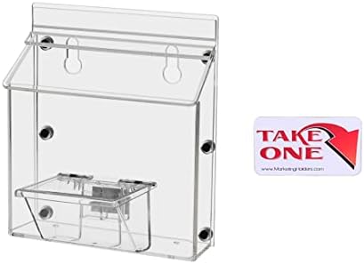 Outdoor Brochure Holder Holds 6" x 4" Graphic Postcards and 3.5" x 2" Business Cards Magnetic Mount Box Includes Take One Sticker and Adhesive Strips Clear Acrylic with Lid by Marketing Holders by MarketingHolders