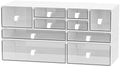 White & Clear 10-Drawer Stackable Desk Organizer Storage Set by Yashong