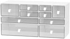 White & Clear 10-Drawer Stackable Desk Organizer Storage Set by Yashong