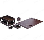 Dacasso Dark Brown Bonded Leather 8-Piece Desk Accessory Set - Organization Essentials & Executive Decor - Luxury Leather Blotter for Office Organization - Image 6