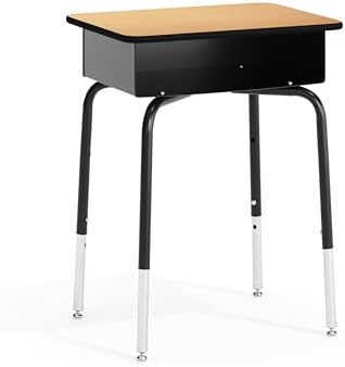 Flash Furniture Metal Student Desk with Open Book Box, Natural, 10-Pack by FlashFurniture
