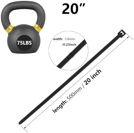 1000PCS 20 inch Black Zip Ties 78LBS Tensile Strength Self-Locking heavy duty UV Resistant Cable Tie Wraps for indoor and outdoor use(Black) - Image 2