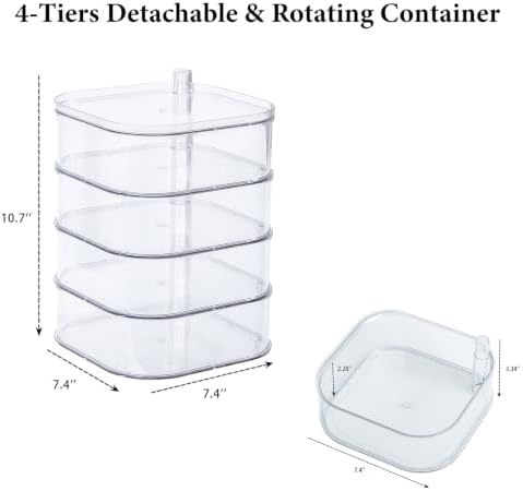 Large Charger Cable Storage Box with Lid, 4-Tiers, Clear - Image 2
