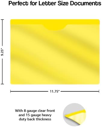 Yellow Vinyl Pocket Folders, Doctor Stuff, Closed Sides, Letter Size, Clear Front Top Loading Job Jacket, Documents Holder for Office, High School and Medical Files, Pack of 25 - Image 2