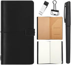 Thenshop Traveling Refillable Leather Journal Notebook, Black, Stand Size by Thenshop