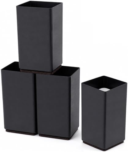 Square Steel Riser, 3.97-4.72 Inch Height, Fits 2.26 Inch Leg, 4Pcs Black by LCLICTOP