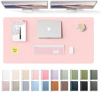 YSAGi Leather Desk Protector, Office Mat, Large Mouse Mat, Non-Slip PU Leather Blotter, Laptop Pad, Waterproof Writing Pad for Office and Home (Light Pink, 47.2" x 23.6") by YSAGi