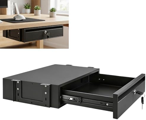 POPMOON 18in Under Desk Drawer with Lock, Large Pull Out Storage Organizer by POPMOON