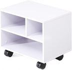 FITUEYES Printer Stand Under Desk, Small Wood Mobile Printer Table, White by FITUEYES