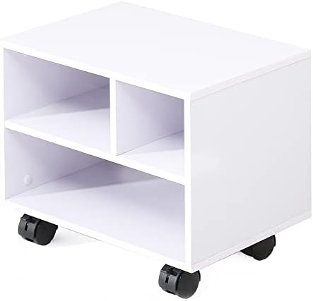 FITUEYES Printer Stand Under Desk, Small Wood Mobile Printer Table, White by FITUEYES