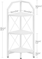 CHOEZON 3-Tier Corner Shelf, Industrial Corner Bookshelf, 35.4" Storage Stand, Plant Stand Display Shelf, Bookcase for Bedroom, Living Room, Home Office, White TCJ03WB - Image 2