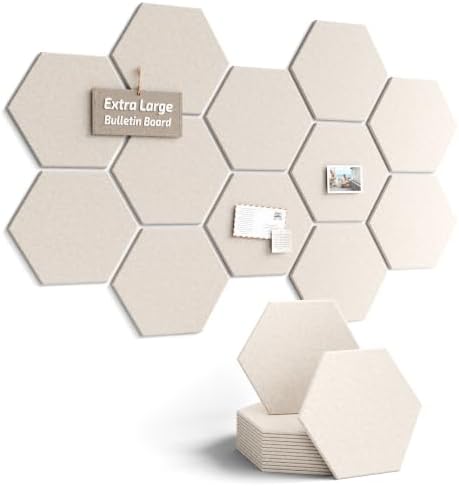 Fluxynara Extra Large 12-Pack Felt Bulletin Board Tiles, Oatmeal by FLUXYNARA