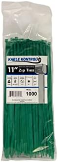 Kable Kontrol Cable Zip Ties, 11 Inch, 1000 Pcs, 50lbs Test, Green by KABLEKONTROL%C2%AE