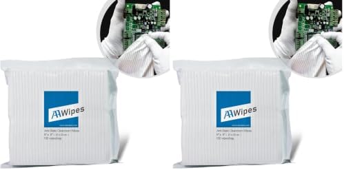 AAWipes ESD-Safe Wipes (9"x9", 100 pcs) - Lint-Free Cleanroom Cloth Wipers, Polyester-Carbon Blend (CE16009) (Pack of 2) by AAWipes