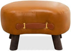 LUE BONA Small Curved Foot Stool with Handle, Whisky Brown Velvet Footstool and Ottomans, Modern Foot Rest with Wooden Legs, Step Stool with Padded Seat for Couch, Living Room - Image 2