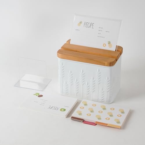 Ear of Wheat Embossed Recipe Box with 4x6 Cards & Dividers - Image 7