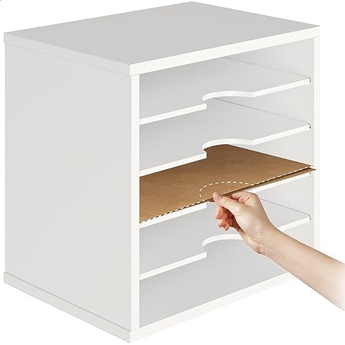 Ballucci File Organizer Paper Sorter, 5 Tier Adjustable Shelves Office Desk Organizer, 13 5/8" x 9 1/4" x 12", White (Pack of 2) - Image 6