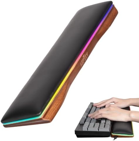 ASFSKY RGB Keyboard Wrist Rest, Wooden Wrist Rest for Computer Keyboards by ASFSKY