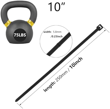 1000PCS 10 inch Black Zip Ties 75LBS Tensile Strength Self-Locking heavy duty UV Resistant Cable Tie Wraps for indoor and outdoor use(Black) (Pack of 4) - Image 2