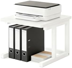 Desktop Printer Stand, 15.7″x 15.7″ 2-Tier Large Printer Shelf fit 3D Laser Printer/Scanner/Fax Machine, Industrial Storage Rack for Home Office Storage, White P4040-W by WelcometoWRITECRYProduct