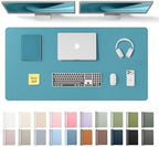 YSAGi Leather Desk Pad Protector, Office Desk Mat, Large Mouse Pad, Non-Slip PU Leather Desk Blotter, Laptop Desk Pad, Waterproof Desk Writing Pad for Office and Home (Turquoise,47.2" x 23.6") by YSAGi