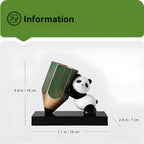 Panda Statue Pen Cup Holder for Girls - Charming Desk Organizer, Premium Resin Figurine, 7x2.8x5.9 Inches, Black and Gold - Image 2