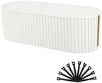 FABROK Cable Management Box, Cord Hider Box with Lid, Large, White by FABROK