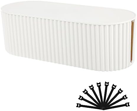 FABROK Cable Management Box, Cord Hider Box with Lid, Large, White by FABROK