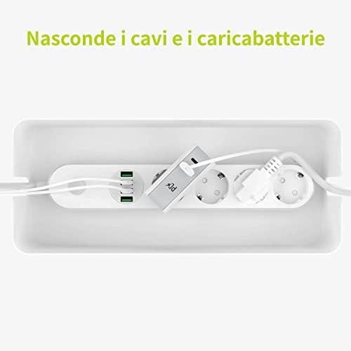 ACROPAQ Cable Box Medium White, Cable Organiser for Hiding Cable (32 x 13.2 x 12.7 cm), Desk Organiser - Cable Management Box for Order in the Office and Home Office - Image 3