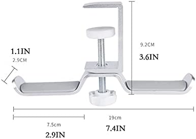 GRFIT Headphones Stand Headphone Hanger PC Gaming Dual Headphone Stand Under Desk 360 Degree Rotating Metal Desktop Lock Clip Double Hook Storage Rack Headset Holder (Color : A) - Image 2