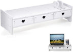 Computer Monitor Riser with Drawer Keyboard Storage Rack for Desk Organization Desk Shelf Organizer for Laptop 19.29 X 7.48 X 3.93 in White Wood-Composite by DIYEAH