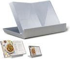 PLA Open Bookrest: Lightweight Kitchen Recipe Holder, Card Display, Classroom Decor, Bible Stand, Reading Easel, Made in USA, Book Stands for Display. (Silver) by Home