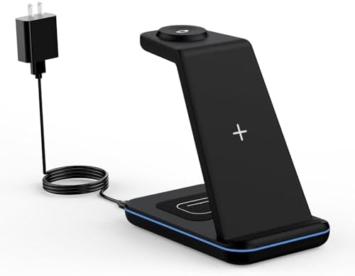 Wireless Charger Stand, CIYOYO 3 in 1 Fast Wireless Charging Station Dock for Apple Watch 11/9/8/7/6/SE/5/4/3/2, Airpods 3/2/Pro, iPhone 17/16/15/14/14 Plus/14 Pro Max/13/13 Pro/12/12 Pro/SE/X/XR/XS/8 by ServeYouTheBest