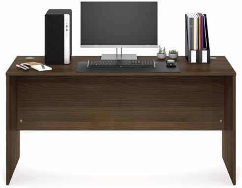 Furinno Roger Computer Desk, 60 Inch Rectangular Executive Desk with Modesty Panel, Home Office Desk with Thick Tabletop, Desk Cord Grommet, Scratchproof, for Home Study, Office, Modern Walnut - Image 6
