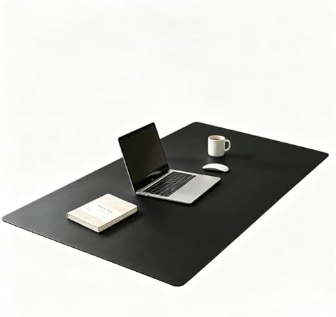 Waterproof Heat Resistant Desk Protector Mat, Keyboard & Mouse Mouse Pad, Non-Slip Leather Desk Mat, Transparent Writing Pad Home Office 24x55inch -Black by Unknown